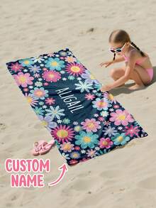 Personalized Children's Beach Towel, Perfect Summer Birthday Gift, Suitable For Various Summer Occasions. Customizable Beach Towel And Accessories, Applicable For Beach, Swimming Pool, Travel, Camping, Yoga And Other Scenarios. - Multicolor - View 7