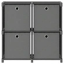 4-Cube Display Shelf With Boxes Grey 69x30x72.5 Cm Fabric - Grey - View 2