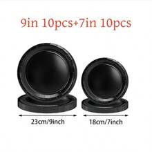 100/50/25pcs Black Reusable Salad Plates, Dinner Plates, Fruit Plates, Food Trays, Ideal For Cakes, Desserts, Salads, Burgers, Sandwiches, Sushi, Perfect For Home Gatherings, Hotels, Restaurants, Weddings, Outdoor Events, Birthday Parties, Back To School, Holidays, Thanksgiving, Valentine's Day, New Year Gifts, Kitchen Decor, Serving Trays - Black - View 8