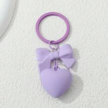 Y2K Bow Heart Keychain Cute Cool Matte Color Key Ring Purse Bag Backpack Car Key Charm Earbud Case Accessory Women   Gift - 黑色 - 查看 8