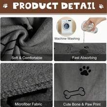 Quick Drying Super Absorbent Ultra-Fine Fiber Pet Dog Towel, Comfortable, Soft And Durable For Quick Bathing Care - 均碼 - 查看 7