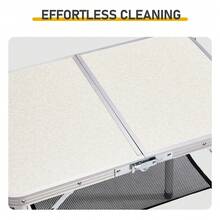 Outdoor Folding Camping Table, 2ft Portable Pinic Table With 3 Adjustable Height, Small Aluminum Foldable Lightweight Patio Side Table With Carry Handle For Outdoor Indoor Hiking Camp BBQ Beach, White - 白色 - 查看 11