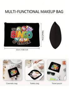 2 Stücke/Set Casual Tragetasche Set, Muster mit "Es ist Bingo Uhr", inklusive Damen Handtasche und Geldbörse Set, Tragetasche und Münzbeutel, große Kapazität Damentasche, leicht mit großer Kapazität Shopper, wiederverwendbare Leinen Einkaufstasche, tragbare Reise Kosmetiktasche - Verschiedenfarbig - Übersicht 9