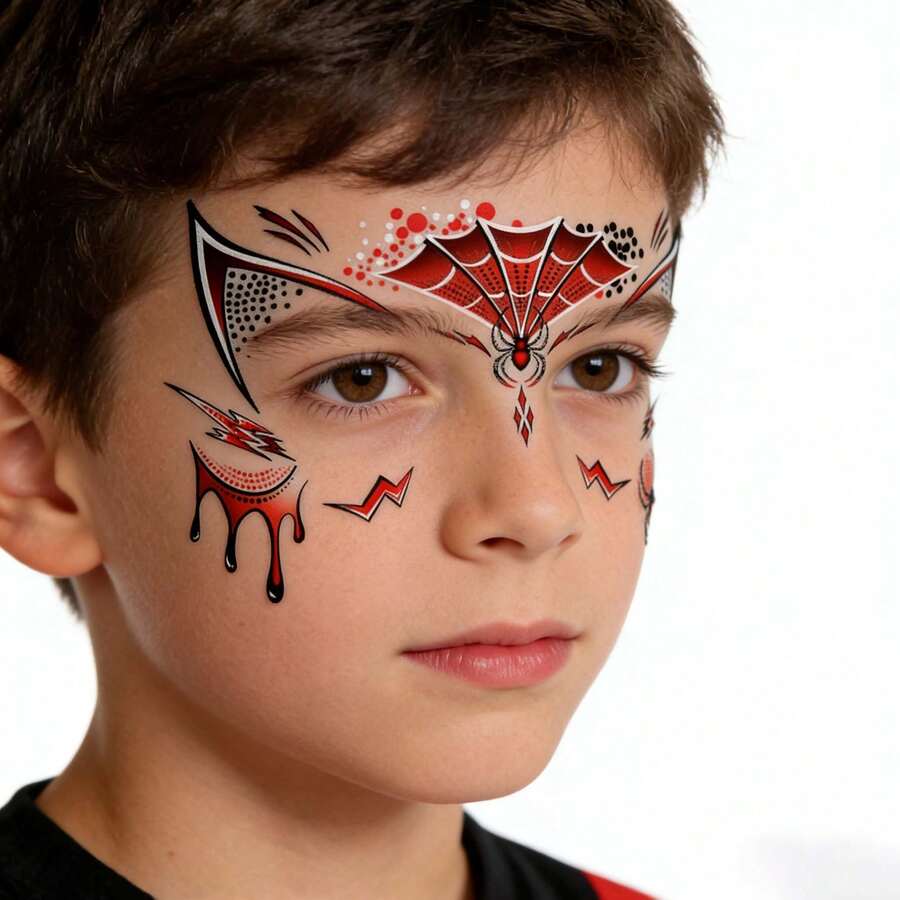 Bộ 2 miếng dán hình người nhện Marvel Spider Man, hình xăm dán mặt tái sử dụng dành cho trẻ em, bộ hình xăm dán mặt theo chủ đề siêu anh hùng cho các bữa tiệc và lễ hội Halloween, mẫu hóa trang người nhện dễ sử dụng cho các sự kiện và hoạt động. - Nhiều màu - Xem 1