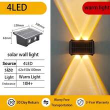 1pc Solar Wall Light, LED Solar Lamp, Battery Lamp, RGB/Warm Light 3000K, 2/4/6/8 LED, Suitable For Balcony, Stairs, Patio, Window Sill, Garage, Entrance - Solar Wall Light - View 15
