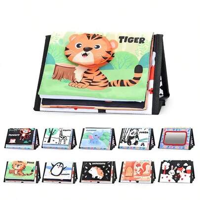 Tablero de actividades para bebé con estampado de tigre, tablero de aprendizaje de educación temprana, para cultivar al bebé
