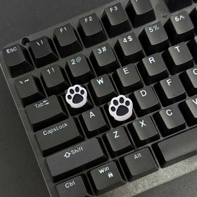 Black Footprint Style, Black And White Color, DIY Customized, Cross Axis Keycap Keyboard Accessories, Suitable For Typing Games, Creative Gift Accessories