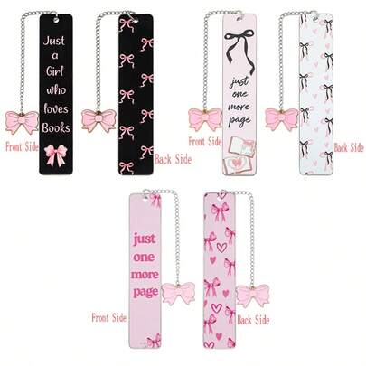 علامة كتاب معدنية من الفولاذ المقاوم للصدأ بشكل فرنسي رومانسي وفتياني، مزينة بطبعات فراشة وردية على كلا الجانبين. مناسبة لعشاق الكتب وهدية مثالية للقراء.