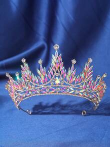 1件装女士银色多功能新娘皇冠头饰，公主婚纱走秀拍摄生日水钻皇冠发饰，奢华优雅 - 彩色 - 查看 4