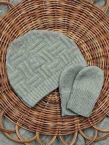 Luxury Knitted Baby Outfit Set With Cardigan - 苔綠色 - 查看 5