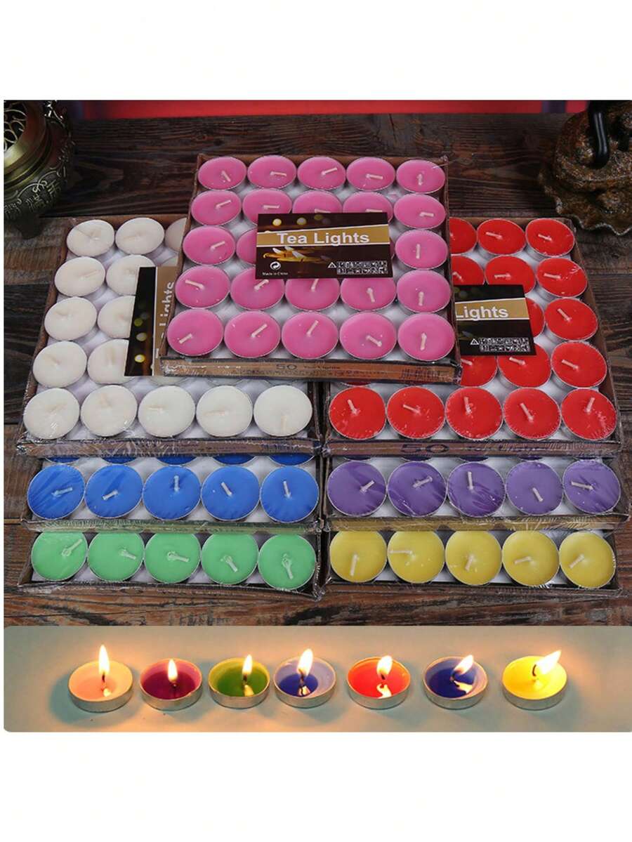 100支/盒 无烟蜡烛，茶蜡，爆款生日求婚蜡烛，圆形，批发50支 - 無菸蠟燭 - 查看 1