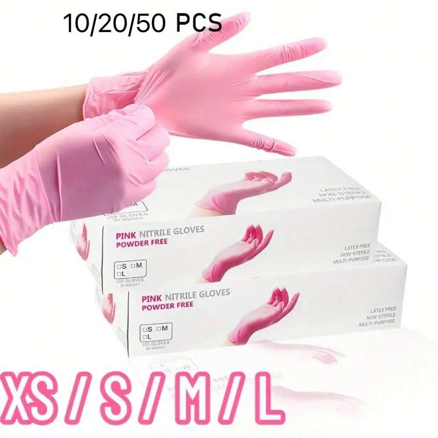 10/50/100只装一次性手套，防水防油，不含乳胶和酒精，适用于厨房清洁、宠物护理、纹身、刺绣等用途。
