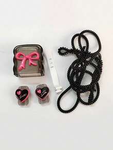 5件套透明酒红色蝴蝶结TPU保护壳，兼容苹果15W/20W充电器，适用于 14/13 Pro Max快充 - 彩色 - 查看 7