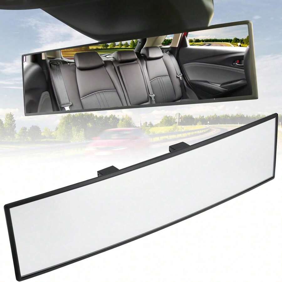 Automotive Wide-Angle Mirrors, Anti-Glare HD Field Of View Increase Your Driving Safety & Visibility - Universal Car Rearview Mirror Auxiliary Mirror With Glass & Wide-Angle View Clip-On Design,Easy To Install - Black - 查看 1