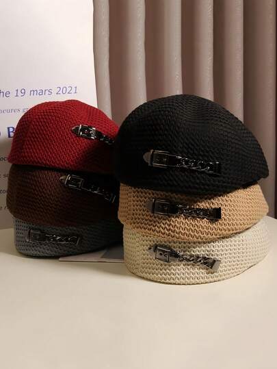 时尚酷炫反戴前戴女帽，春夏镂空透气贝雷帽，韩版造型，瘦脸画家帽