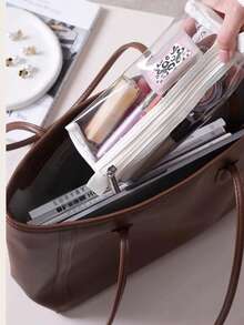 Detachable Compartment Cosmetic Bag, High-Quality Portable Travel Organizer, Large Capacity PU Handbag Waterproof Toiletry Pouch - Multicolor - View 10