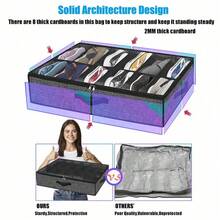 1个可折叠床底鞋盒，布艺鞋盒，带透明盖、窗口和2个提手 - 彩色 - 查看 5