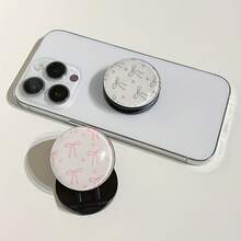 蝴蝶结图案圆形3D手机支架，一体式可折叠伸缩手机支架 - 彩色 - 查看 1