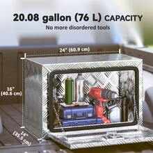 HOMCOM Truck Bed Tool Box, 24 Inch Heavy Duty Aluminum Diamond Plate Tool Box, Storage Toolbox Chest Organizer With Lock And Keys, For Trailers, RVs, Pick Up - A - View 5