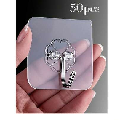 透明强力粘钩，无需钻孔，不伤墙面，粘性强，可移除，透明，防水，防锈。适用于悬挂衣物、帽子、餐具、鞋子、配饰、厨房用具、包包等。适用于厨房、浴室、客厅、卧室墙面。多功能挂钩收纳架，适用于家居、墙面、门、橱柜等。夏季旅行必备。