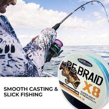 8pcs High Quality PE Braided Fishing Line - High Strength, Abrasion Resistant, Durable, Available In 100m/300m/500m Lengths, Fishing Tool, Fishing Gift - Teal Blue - View 3