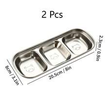 1 chiếc đĩa đựng nước chấm bằng thép không gỉ 304 có ngăn, đĩa đựng gia vị đa năng 2/3/4 ngăn, đĩa phục vụ đa dụng cho nước chấm, muối, giấm và đường, đĩa đựng gia vị có thể xếp chồng lên nhau, thích hợp cho nhà bếp gia đình, nhà hàng, tiệc nướng và lẩu. - Nhiều màu - Xem 19