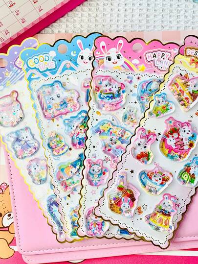 Shanlebu Water-Filled Rattle Stacking 3D Stickers For Children's Cartoon Educational Handicraft Reward Computer And Mobile Phone Decorative Picture CardsDecorations - Gifts. The Perfect Choice For Home Room Decoration, Party Decoration, Birthday Gifts, And Various Festival Presents, Fashionable.