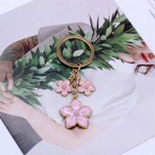 HAILIAN 1pc Alloy Metal Cherry Blossom Shape Keychain Lightweight Fluttering Cherry Blossom With ID, Suitable Bag Charm, Car Keys, Couple Birthday Festival - 彩色 - 查看 6