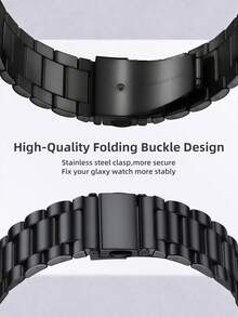 1PC Fashion Black Stainless Steel Watch Band Compatible With Samsung Smart Watch Universal 20mm 22mm Watch Strap Compatible With Samsung Galaxy Watch 3 42mm 46mm Compatible With Galaxy Active 2 40mm/44mm Compatible With Watch Gt2,Watchband For Smart Watch,Bracelet Galaxy Watch - Black - View 6