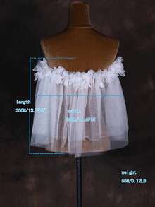 1pc Elegant Bridal Short Shawl With 3D Floral Off-Shoulder Design, Suitable For Weddings, Parties, Easter - Milky - View 7
