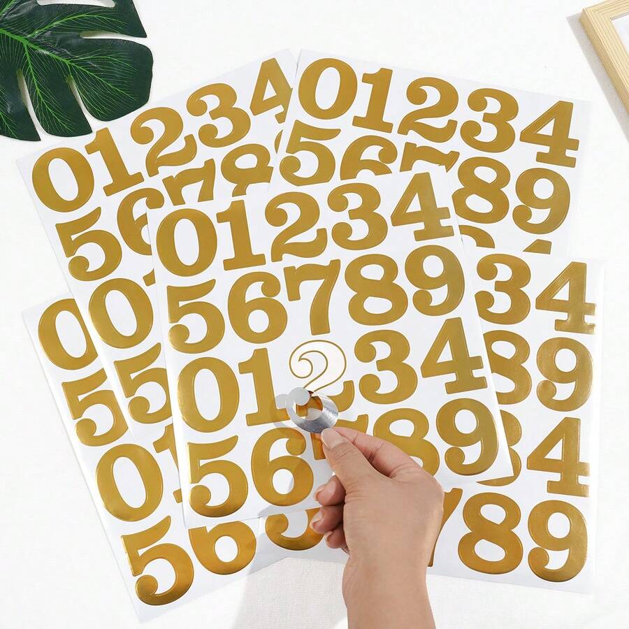 0,5/1/2 Pulgadas Pegatinas autoadhesivas de números en oro y plata, números de buzón de vinilo resistente al agua de 0,5-2 pulgadas, calcomanías decorativas del alfabeto para manualidades DIY, señal de dirección, taquilla y decoración de fiestas