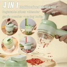 4 In 1 Handheld Electric Vegetable Cutter Set UsBCharger Ginger Grinder Machine - màu xanh lá - Xem 2