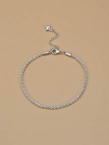 1pc Fashionable Twisted Chain Anklet, Stainless Steel Jewelry, Silver Color Jewelry, Suitable For Summer, Vacation, Beach Party, Daily Wear, Gift For Birthday, Eid Al-Fitr, Eid Al-Adha, Holiday - Silver - View 3