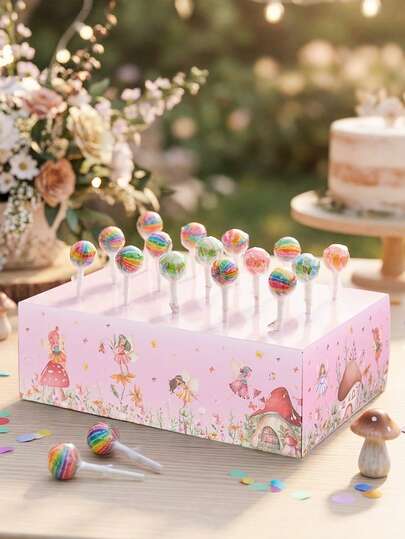 1set 15Holes Flower Paper Lollipop Holder,, Mini Lollipop Display Rack,Rustic Wedding Candy Bar,Birthday Party Decoration,Wedding Decor,Babyshower Decor,Home Decor,Kitchen Dining Table Decor,Ountertop Display For Cake Pops, Candy Buffet & Party Favor Organizer,Outdoor Garden High Tea Party Supplies