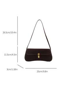 2025年秋季新款韩版时尚独特腋下包，时尚单肩包，带锁扣，小方包 - 咖啡 - 查看 4