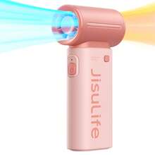 Ventilador portátil JISULIFE Life9, turboalimentado, de alta velocidad [18 h de enfriamiento máximo], 5 velocidades, recargable de 5000 mAh, mini ventilador de bolsillo, ideal para viajes, conciertos, camping, maquillaje. - Soporte de Mano - Ver 11