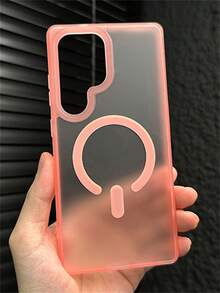 新款多巴胺糖果色半透明磨砂磁吸无线充电手机壳,兼容三星 Galaxy S26 Ultra、S25 Ultra、S24 Ultra、S26 Plus、S25、S24 Plus,时尚小众,触感舒适,防摔软后盖 - 粉色 - 查看 3