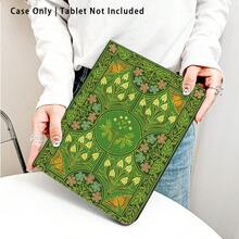 1个绿色花卉蝴蝶图案翻盖平板电脑保护套，带笔槽，兼容三星A9/A9+/S9/S9FE/A11/A11+/S11/S10 FE/S10 FE+/S10 Lite、苹果Air 5/6、荣耀、Matepad等热门机型，具备自动休眠/唤醒功能，适合返校季、情人节等场合。 - 彩色 - 查看 1