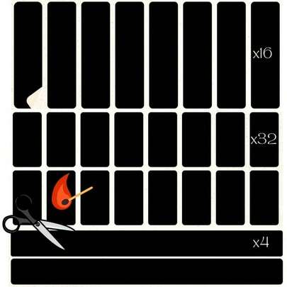 16 unidades - Paquete de cerillas negras con tiras de encendido de 2 pulgadas x 1/2 pulgada Cerillas de con adhesivo despegable