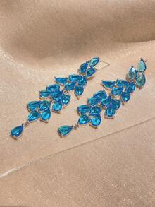 2pcs Luxurious Gradient Blue Teardrop Layered Earrings, For Evening Party & Festivals - Fashion Earrings - View 5