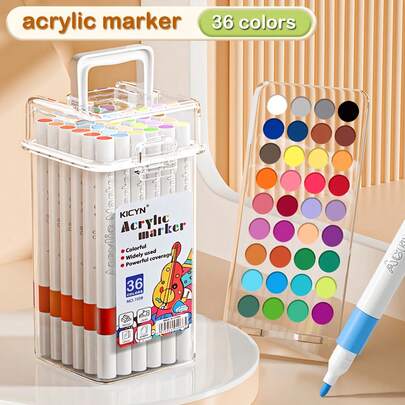 80/60/48/36/24 Colors Quick-Drying Acrylic Marker Pens, Water-Based Markers, Acrylic Paint Pens - Vibrant, Waterproof Colors, Fine Tip, Suitable For Canvas, Wood, Glass Etc. - Professional Art Use, Suitable For Adults And School Supplies, Perfect Birthday And Holiday Gift