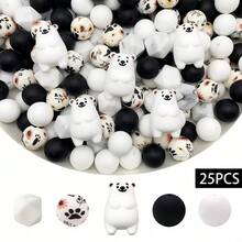 25pcs Animal Shaped Silicone Bead Set, Perfectly Fit For DIY Keychain, Bracelet And Pen Decor | Colorful Variety, Keychain Accessories | Smooth Surface Beads, Beads And Combination Accessories - Multicolor - View 11