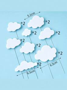8pcs White Cloud Cake Decorations, 3D Foam Cake Toppers Suitable For Birthday Party, Opening Celebration, Party Supplies, Father's Day, Christmas - Multicolor - View 10