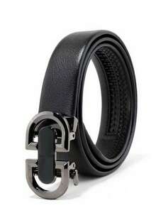 1pc New High-Quality Men's Belt, Casual Business Automatic Buckle Leather Belt, Fashionable Versatile Trouser Belt, Casual Rhombus Pattern PU Leather Belt, Suitable For Casual, Street, Office, Party, All Seasons - Black - View 10