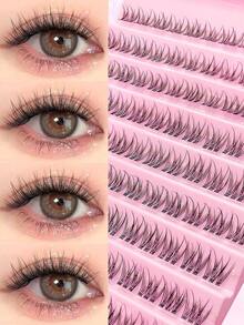 Rikuaild 120Pcs Manga Individual Lash Clusters, Manga Style&Natural Look False Eyelashes C Curl DIY Lashes, Natural, Wispy, Waterproof, Cross, Cat Eye, Doll Styles, 11-13mm Length, Beginner Friendly, Strip For Easy Application Lash Clusters, Lashes Cluters, Eyelash Clusters, Individual Eyelashes, Lashes, Fake Lashes - C - View 4