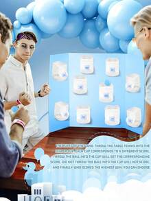 44pcs/Set - Baby Shower Party Game: Fun Baby Shower Diaper Game Set (Game Board Not Included) - Most Fun Baby Shower Party Game: Feed Me! Party Game Selection - Funny Gender Reveal Diaper Game - Neutral Set (Blue) - Multicolor - View 5