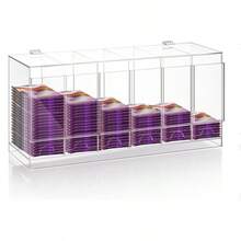 Organizador de tarjetas de acrílico con 6 ranuras, caja de almacenamiento transparente para distribución de paquetes de suplementos de tarjetas de juegos/anime - transparente - Ver 2