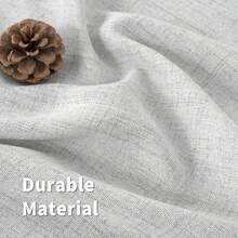 1 件夏季亚麻质感窗帘，遮光透气卧室窗帘，220 克/平方米密度，自然垂感，杆袋式设计 - 灰色 - 查看 4