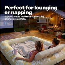 Sloosh Inflatable Tanning Pool Lounger Float for Adults 85" x 57"  Large Suntan Tub Pool Floats Sun Tan Tub Ice Bath Tub Tanning Bed Blow up Pool Raft Lounge Floatie XL-Oatmeal White - Blanco dorado - Ver 7