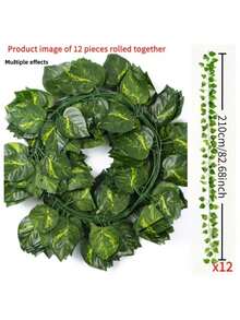 Dây leo thường xuân nhân tạo, cây xanh trang trí nhà cửa, lá xanh, thích hợp cho nhà cửa, đám cưới, tiệc tùng, sân vườn, trang trí tường và phòng, dây leo nhân tạo treo. Dây leo đẹp, thích hợp cho trong nhà và ngoài trời quanh năm, không cần bảo dưỡng - Hoàn hảo cho Ngày của Mẹ, Ngày Valentine, Lễ tốt nghiệp, Năm mới - Chất liệu nhựa - Nhiều màu - Xem 5